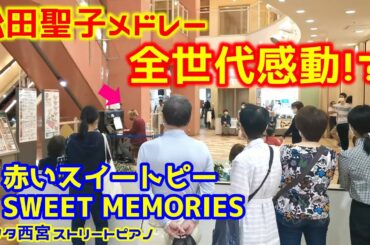 【ストリートピアノ】松田聖子メドレーに全世代感動！？『赤いスウィートピー』『SWEET MEMORIES』〔アクタ西宮ストリートピアノ〕