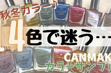 キャンメイクのマニキュア秋冬カラーサンプル♪カラフルネイルズ14色を塗ってスウォッチ。