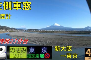山側【速度計 左側車窓】東海道新幹線のぞみ200号★新大阪→東京★【Shinkansen Superexpress】Bullet Train  "NOZOMI"