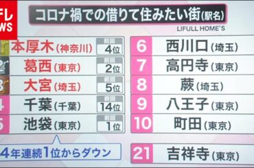 "借りて住みたい街" コロナ禍でランキングに異変が… （2020年9月11日 16時ごろ放送 news every． ナゼナニっ？」より）