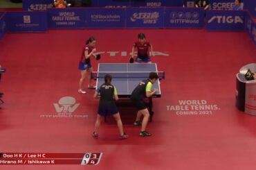 スウェーデンOP 女子ダブルス準々決勝 杜凱栞／李皓晴vs石川佳純／平野美宇