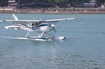 第１０回四万十川R/C水上フェスタ　実機セスナ182　飛来
