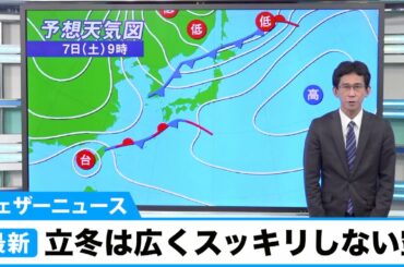 7日(土)の天気　立冬は広くスッキリしない空。外出は傘をお供に