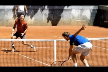 【錦織圭】ワウリンカとの和気あいあいな練習風景 【練習】