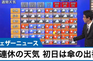 4連休の天気 初日は広く傘の出番