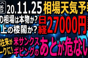 【相場天気予報】トランプ実質敗北宣言、米財務長官イエレン氏確実など、好材料噴出でNYダウ30000ドルの史上最高値。日経平均も27000円に接近。しかしお祭り相場はいつか終わる。ラジオヤジの相場解説。
