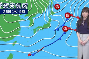きょう26日(木)の天気　関東など太平洋側は日差しに期待　北日本は雨や雪に