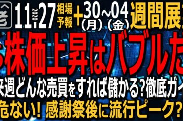 【相場天気予報＆週間相場展望】相場はバブルの様相。個別銘柄は選別物色。為替は値動き膠着。アメリカは感謝祭から年末商戦へ。そんな中、来週どんな売買をすればいいかをラジオヤジが実戦的に解説する週末増刊号。