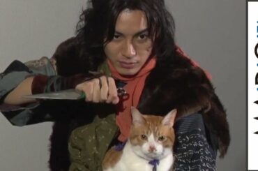 大野拓朗、人気猫・金時と決めポーズ！会場から拍手も　ドラマ「猫忍」試写会3