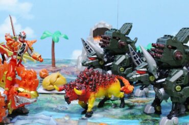 キャノンブル隊とファイヤーブルにおそわれてピンチになったビーストライガーをディメボルケーノとメラメラ強竜装でやっつけるぞ～♪