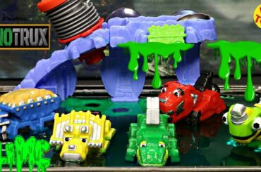 New Dinotrux Slime  Bath Squirtin Trux Wash Slimed Dinosaur Trucks Unboxing Surprise Toys