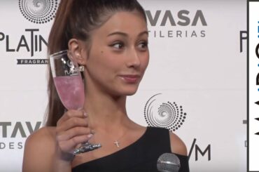 ダレノガレ明美、黒のドレスで登場！大久保佳代子と乾杯　ラメ入りスパークリングワイン｢PLATINVM FRAGRANCES｣発表会1