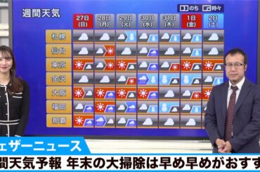 週間天気予報 年末の大掃除は早め早めがおすすめ