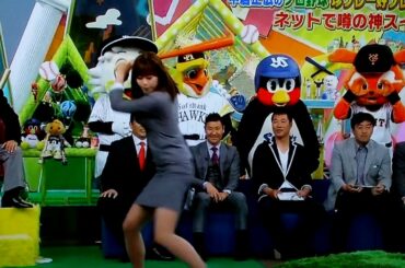 稲村亜美がスーツで神スイングしてちょっとエッチで男性陣興奮!