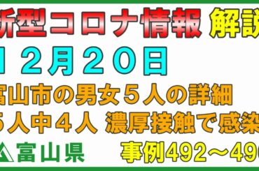 【富山県】12月20日 新型コロナ解説 富山市の男女5人の詳細 会見はありませんが説明します