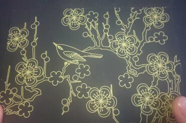 【スクラッチアート】　螺鈿を削っていく！　鶯と梅の花、もうすぐそんな季節♪少し早い花見といきましょう！　『美しい和柄』（japanese pattern）　【丁寧実況】