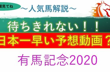 【有馬記念2020】待ちきれない　日本一早い予想　クロノジェネシス　フィエールマン・ラッキーライラック　３週前予想