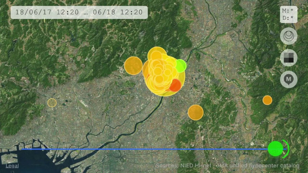 震源情報(大阪府北部、2018年6月18日) 震源情報(大阪府北部、2018年6月18日)