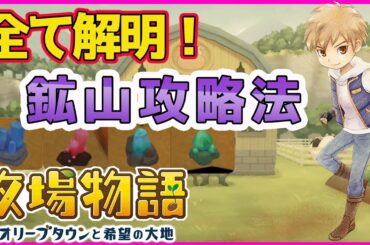 【牧場物語 オリーブ鉱山攻略】最強の攻略法！ハシゴの位置を特定する方法を発見したから解説！効率的に銀鉱石やオリハルコンや宝石を集めて金策を楽にしよう！【オリーブタウン 検証 攻略】