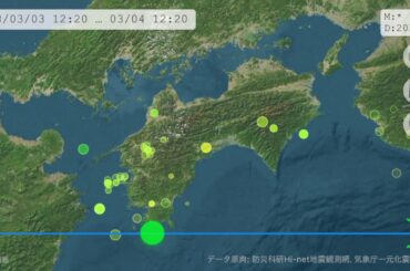 震源情報（四国周辺、2018年2月20〜3月20日）