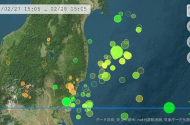 震源情報（福島県沖、2018年2月26日〜3月1日）