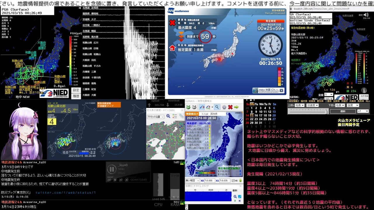 【緊急地震速報】2021/03/15 00:25発生 和歌山県北部 M4.6 最大震度5弱 【緊急地震速報】2021/03/15 00:25発生 和歌山県北部 M4.6 最大震度5弱