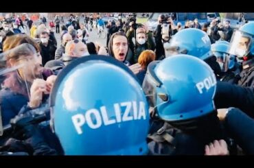 イタリア/ローマでロックダウン反対デモ　イタリアが中国より先にコロナが確認されていたという情報も　中国の差金か　2020年11月16日（現地）