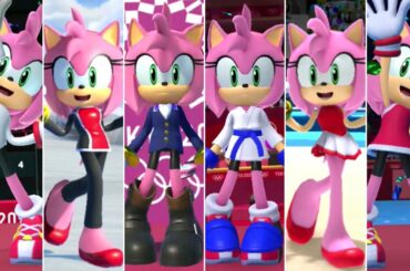 Mario & Sonic at the Olympic Games Tokyo 2020 - All Amy Outfits