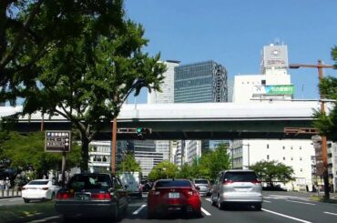 名古屋駅前の高層ビル群を望みながら桜通大津交差点からJRセントラルタワーズ駐車場（北口）M5階までの走行