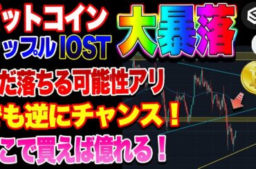 【仮想通貨】ビットコイン暴落！！警戒！更に落ちる可能性あり！とりあえずロング狙い！　リップル　IOST