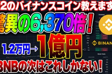 【仮想通貨】億り人確定の第2のバイナンスコイン教えます！驚異の6,370倍！1.2万円→１億円BNBの次はこれしかない！