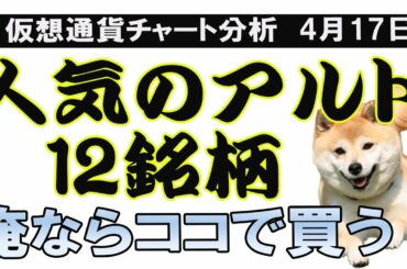 人気の仮想通貨12銘柄買い場はココ！【ビットコイン、イーサリアム、リップル、BCH、ADA、IOST、10set、Doge、HOT、CHZ、QTUM、TRX】