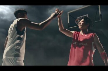 田中圭＆八村塁、ＣＭでバスケをプレー