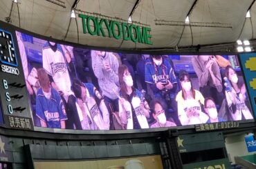 20210418［2回ｳﾗ攻撃前］ﾀﾞﾝｽﾊﾟﾌｫｰﾏﾝｽ　ﾌｧｲﾀｰｽﾞｶﾞｰﾙ　ﾏｽｺｯﾄ　北海道日本ﾊﾑﾌｧｲﾀｰｽﾞ主催試合@東京ﾄﾞｰﾑ･ﾚﾌﾄ外野