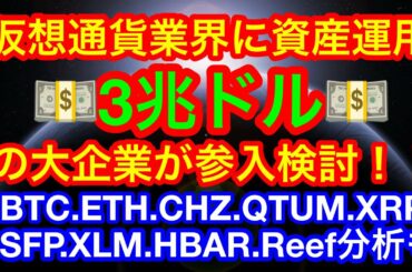 【仮想通貨 BTC.ETH.CHZ.QTUM.XRP.SFP.XLM.HBAR.Reef】規制が鍵❗️仮想通貨業界に大企業が参入検討👍😊アルトコインは引き続き買い場を探す展開❗️❗️