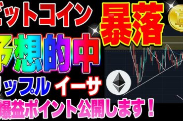 【仮想通貨】またもや下落！ビットコインどうなる？リップル、イーサ爆益ポイントお伝えします！