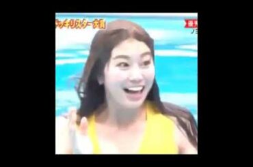 稲村亜美ちゃんドッキリで服を着たまま、びっちょびっちょ～♪神ダイブ（笑）