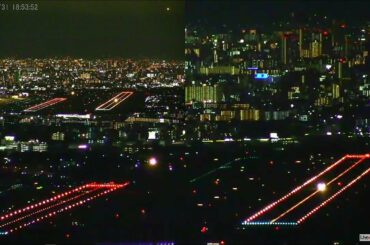 2019.03.31 滑走路灯火TAP下げシーン｜Ver.TWLT｜大阪空港ライブカメラ、大阪空港広角