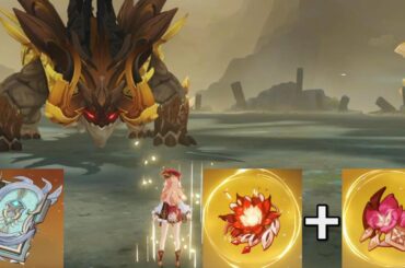 【原神】完凸煙緋(エンヒ)Lv90 若陀龍王戦(初見) Lv90 YanFei C6 vs Azhdaha(first)【Genshin Impact】