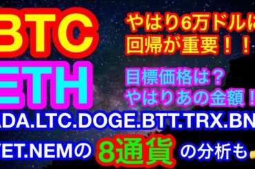 【仮想通貨 BTC.ETH.ADA.LTC.DOGE.BTT.TRX.BNB.VET.NEM】ビットコインは最高値チャレンジなるか❓アルトに資金が流れてる❗️❓注目通貨が軒並み重要ラインを突破‼️👍