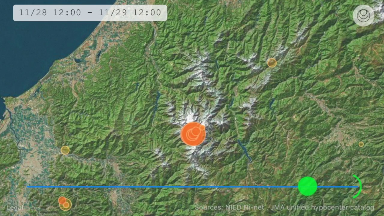 震源情報 (白山、2017年11月) 震源情報 (白山、2017年11月)