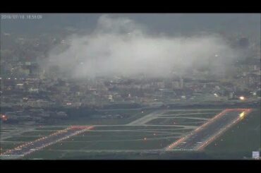 2019.07.18 雨でしっぽり濡れた滑走路｜大阪空港ライブカメラ