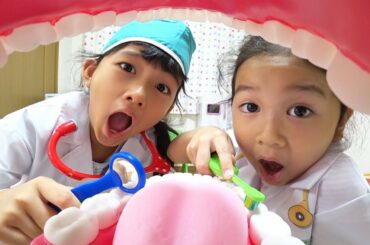 歯医者さんごっこ☆お口がくさ~い!歯のクリーニングと歯磨き練習しましょう!himawari-CH