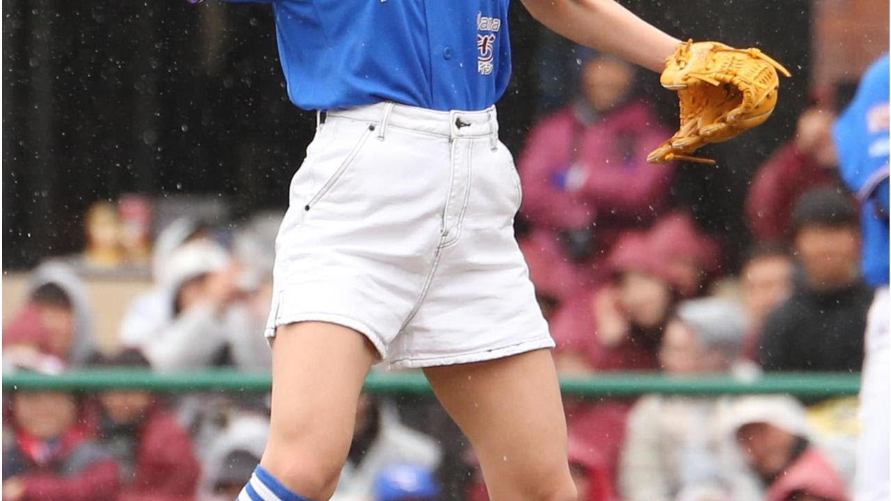 鈴木奈々が“ざわつく”始球式 1分間投げられず