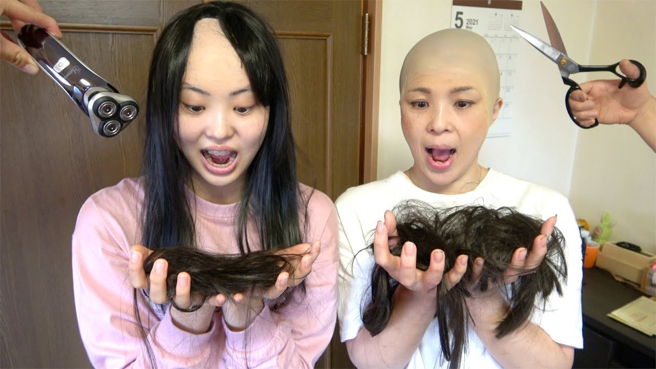 妹と母をガチで坊主にしました。髪の毛バリカン切断