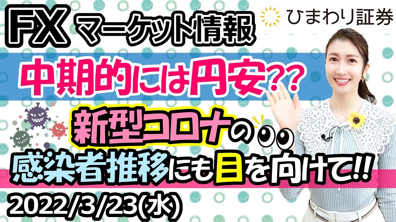 FXマーケット情報:新型コロナウイルスの新規感染者推移にも目を向けて!中期的には円安?★経済指標やニュースを毎日配信するマーケット情報番組(2022年3月23日配信)