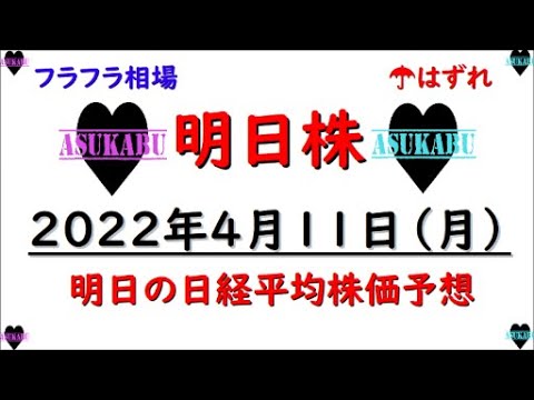 【明日株】明日の日経平均株価予想 2022年4月11日 フラフラ相場についていけない(/ω\)