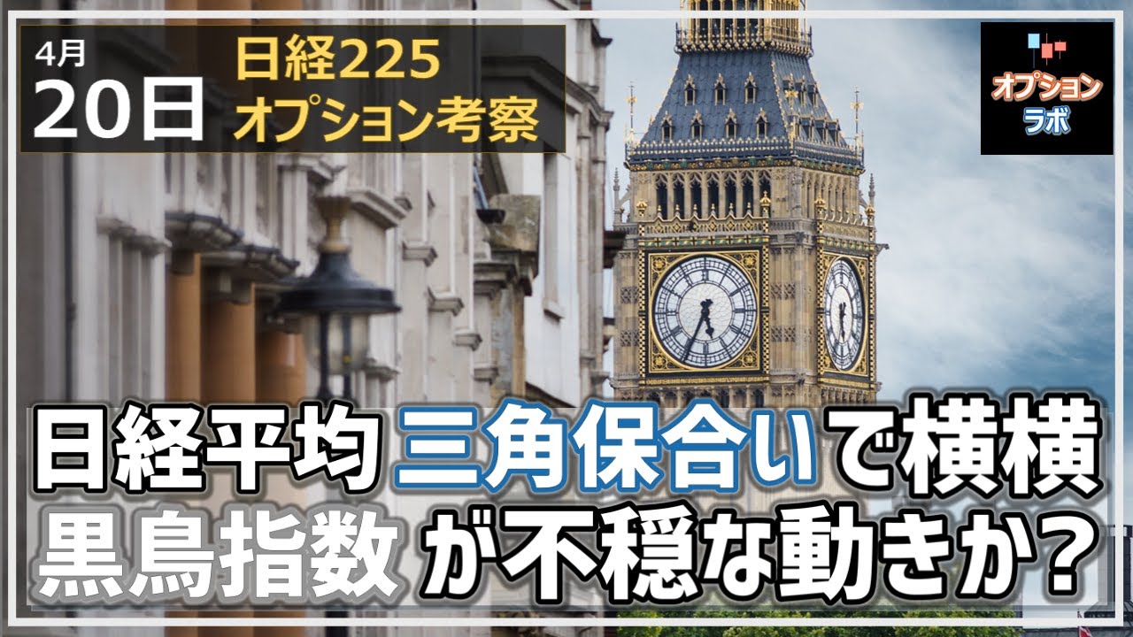【日経225オプション考察】4/20 日経平均 三角保合いでレンジ状態へ! ブラックスワン指数が不穏な動きで注意!
