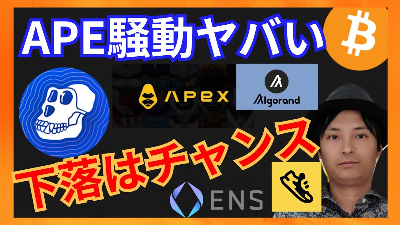 ApeCoinヤバい!下落はチャンス!仮想通貨情報+BTC ALGO APE APEX ENS FITFI StepApp