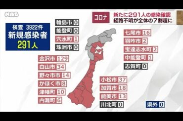 新型コロナ 石川で291人感染